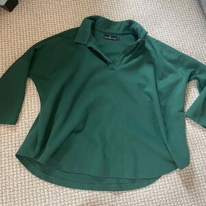 Pomander Place Deep Green Collared V-Neck Sweatshirt Tuckernuck